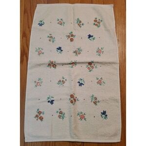 Vintage‎ Hand Kitchen Towel Dish Cannon Beige with Multicolor Floral Print